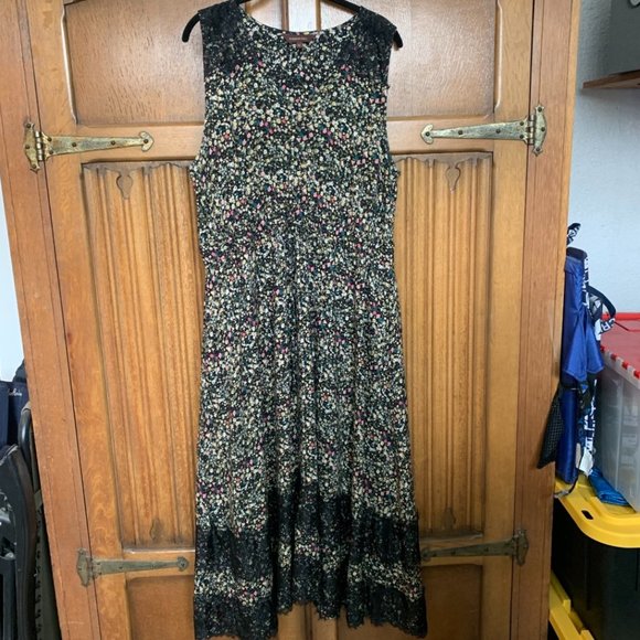Ranna Gill Anthropologie Cynara Black Floral Lace Dress XL - Picture 1 of 4